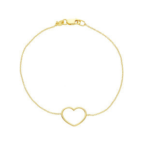 Bracciale cuore grande in Oro Giallo 9 Kt