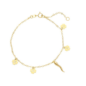 Bracciale con charms fantasia in Oro Giallo 9 Kt