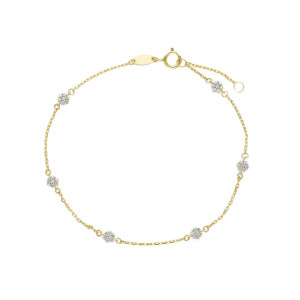 Bracciale con fiorellini in zirconia e Oro 9 Kt