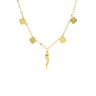 Girocollo con charms fantasia in Oro Giallo 9 Kt