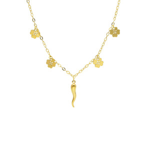Girocollo con charms fantasia in Oro Giallo 9 Kt