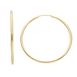 Orecchini cerchio canna vuota diametro 30 mm in Oro Giallo 9 Kt