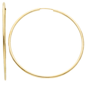 Orecchini cerchio canna vuota diametro 40 mm in Oro Giallo 9 Kt