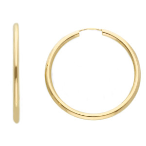 Orecchini cerchio canna vuota diametro 30 mm filo 2 in Oro Giallo 9 Kt