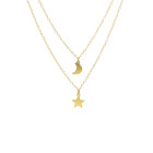 Girocollo con stella e luna in Oro Giallo 9 Kt