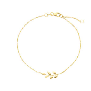 Bracciale con foglioline centrali in Oro Giallo 9 Kt
