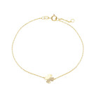 Bracciale con elemento centrale a quadrifoglio piatto in Oro Giallo 9 Kt