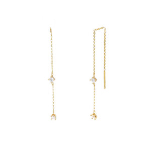 Orecchini con pendenti in zirconi in oro Giallo 9 Kt