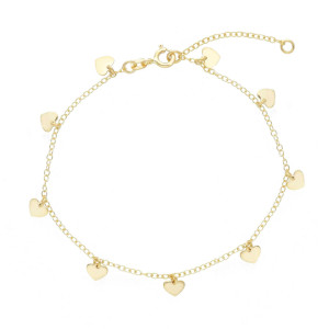 Bracciale con charms a forma di cuore in Oro Giallo 9 Kt