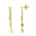 Orecchini pendenti con cuori in  Oro Giallo 9 Kt