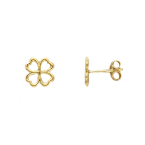 Orecchini quadrifoglio a cuori in Oro Giallo 9 Kt