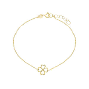 Bracciale quadrifoglio a cuori in Oro Giallo 9 Kt