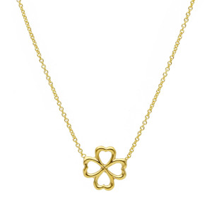 Collana quadrifoglio a cuori in Oro Giallo 9 Kt