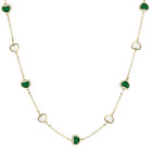 Girocollo con cuoricini in malachite e madreperla in oro Giallo 9 Kt