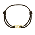 Bracciale con piccolo decoro geometrico centrale in oroe cordino nero Giallo 9 Kt