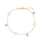 Bracciale con inserti in cristallo artificiale, madreperla e Oro Giallo 9 Kt