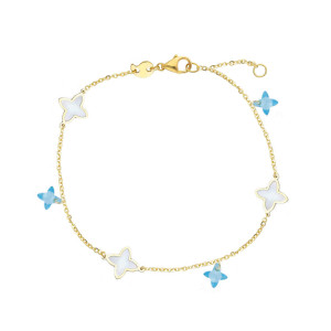 Bracciale con inserti in cristallo artificiale, madreperla e Oro Giallo 9 Kt