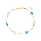 Bracciale con inserti in madreperla turchese e Oro Giallo 9 Kt