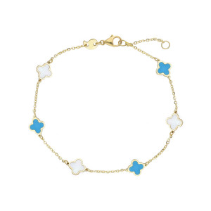 Bracciale con inserti in madreperla turchese e Oro Giallo 9 Kt