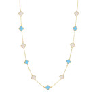 Collana con inserti in madreperla turchese e Oro Giallo 9 Kt