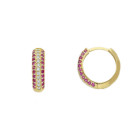 Orecchini cerchio con zirconi rosa in Oro Giallo 9 Kt