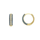 Orecchini cerchio con zirconi blu in Oro Giallo 9 Kt
