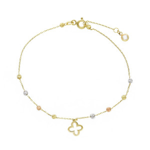 Bracciale tre colori con charms in Oro 9 Kt