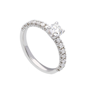 Anello solitario con pietra singola ed altre pietre (BBA660 HB)
