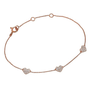 Bracciale Crivelli in oro rosa e cuoricini in diamanti 