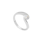 Anello Giovane Amore Contrariè in Oro Bianco e Zircone