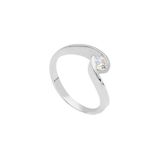 Anello Giovane Amore Gioielli Valenza Mazzoni Contrariè in Oro Bianco e Zircone