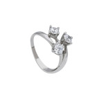 Anello Trilogy Sfalsata Giovane Amore in Oro Bianco con Zirconi
