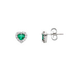 Orecchini MyValenza in Oro Bianco con Zircone a Cuore Verde