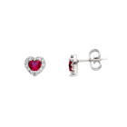 Orecchini Giovane Amore in Oro Bianco con Zircone a Cuore Rosso
