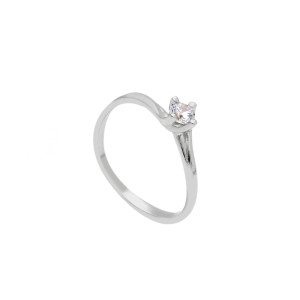  Anello Solitario Gioielli Valenza Mazzoni in Oro Bianco con Zircone