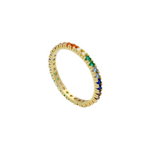 Anello Eternity Gioielli Valenza Mazzoni in oro rosa e zirconi multicolor
