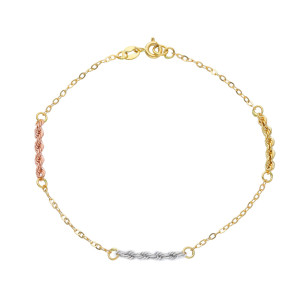 Bracciale a maglia ultraleggera Dolce Vita Gioielli Valenza Mazzoni in Oro Giallo, Rosa e Bianco (gr. 1,20)