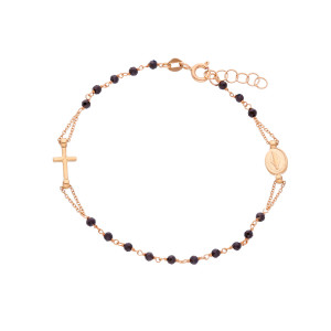 Collana Rosario in Oro Rosa e Onice Gioielli Valenza Mazzoni (gr. 2,20)