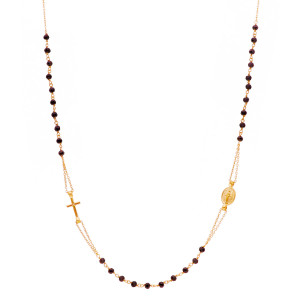 Collana Rosario in Oro Rosa e Onice Gioielli Valenza Mazzoni (gr. 3,20)