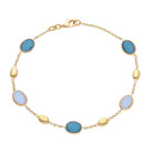 Bracciale Charm My Valenza in Oro Giallo e pietre colorate celesti