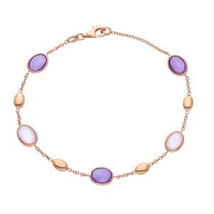 Bracciale Charm My Valenza in Oro Rosa e pietre colorate toni lilla