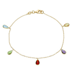 Bracciale Charm My Valenza in Oro Giallo e charms di pietre colorate 