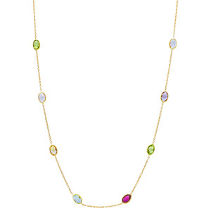 Collana Cromie My Valenza in Oro Giallo e pietre colorate ovali