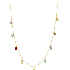Collana Cromie My Valenza in Oro Giallo e gocce di pietre colorate