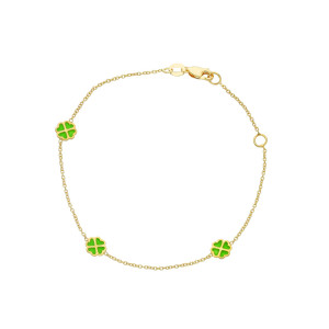 Bracciale Baby in oro con tre quadrifogli smaltati