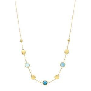 Collana Cromie My Valenza in Oro Giallo e pietre colorate toni celeste