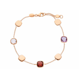 Bracciale Charm My Valenza in Oro Rosa e pietre colorate toni del rosa e lilla