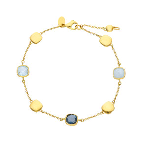Bracciale Charm My Valenza in Oro Giallo e pietre colorate azzurre