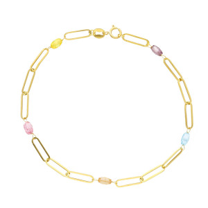 Bracciale Charm My Valenza in Oro Giallo e piccole pietre colorate