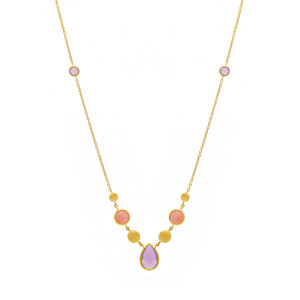 Collana Cromie My Valenza in Oro Giallo con pendente lilla a goccia